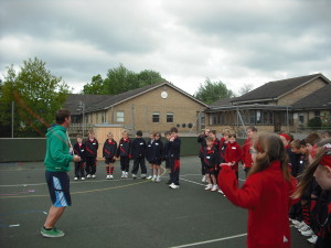 Children using a playground skipping zone