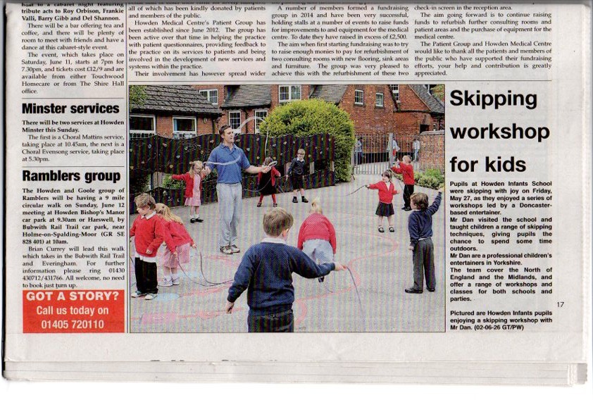 Mr Dan running a school skipping workshop in Yorkshire