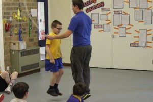 Partner skipping during a school skipping workshop