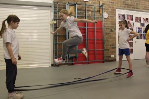 French skipping games in a school hall